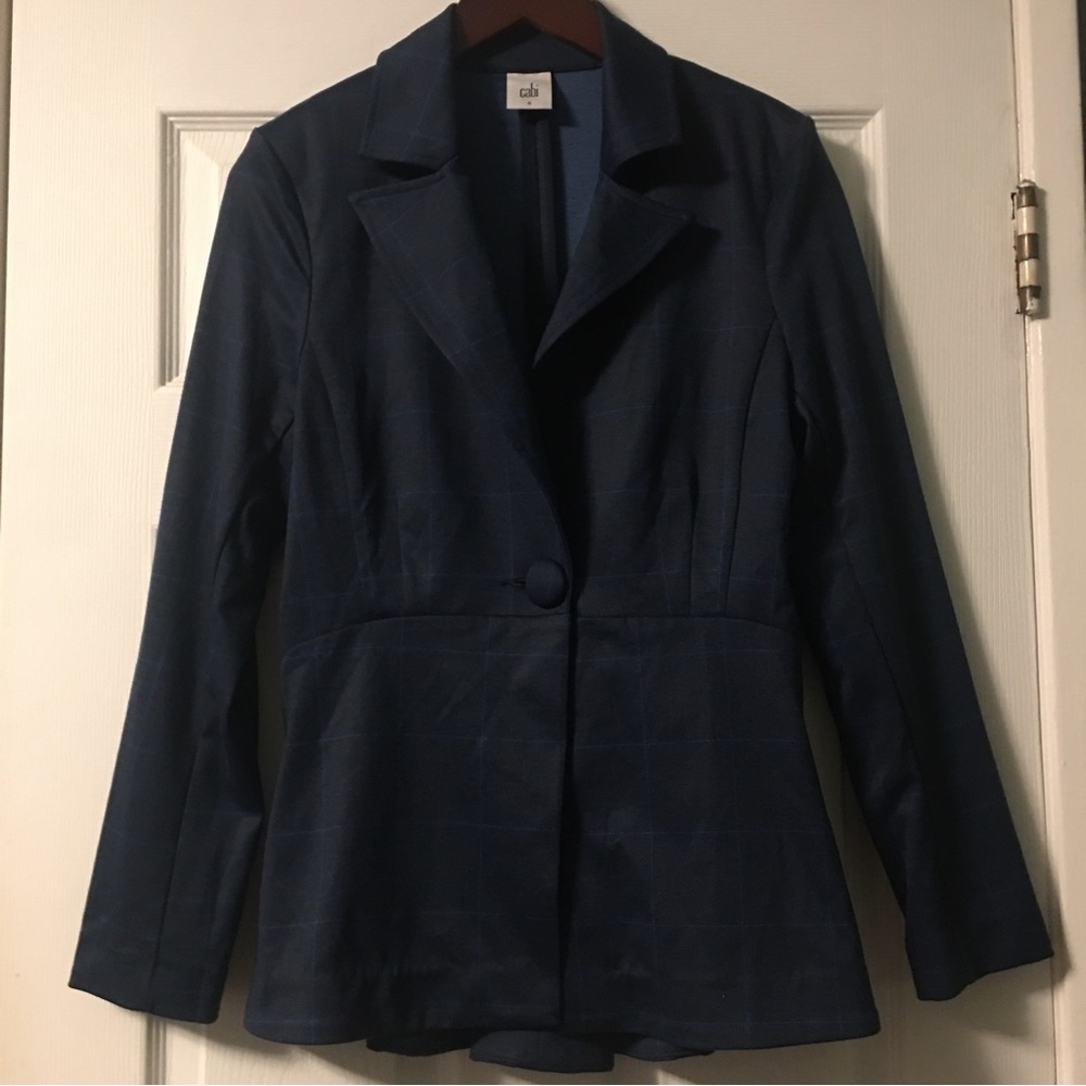 Cabi Sunset Kiss Navy Blue Windowpane Check Blazer - Picture 5 of 13